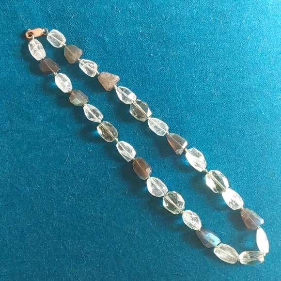 17" gemstone necklace 925 quartz labradorite green amethyst. - Picture 6 of 6